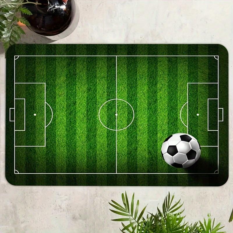 Dark green football field Flannel-printed floor mats are slip-resistant Suitable for living room bedroom terrace garden carpets