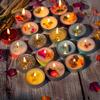 Mini Manifestation Candles Herbal Intention Candle Unscented Spell Dried Flowers Candles with Crystal Tea Lights