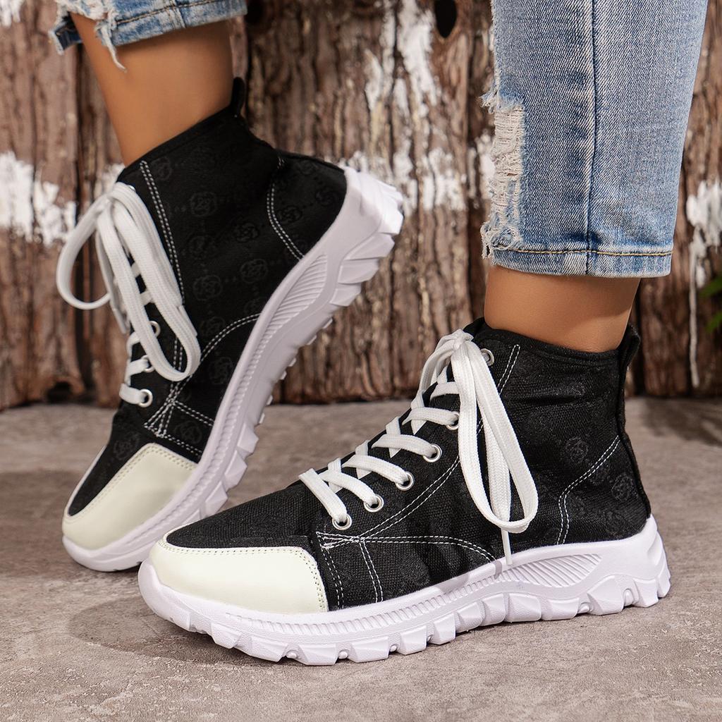 2024 Fashion Ankle Boots for Women Goth Thick Sole Gladiator Casual Punk Shoes Lace Up Winter New Round Toe Women's Boots Trend