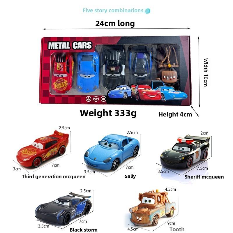 Cars Lightning Mcqueen Alloy Toy Car Set For Childrens Cartoon Gift Fun Box