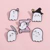 Adorable Cartoon Ghost Shaped Metal Brooch Cute Halloween Series Pin For All