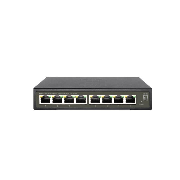 Commutateur réseau géré - LEVELONE - GES-2108P - 8 ports RJ-45 - PoE - QoS
