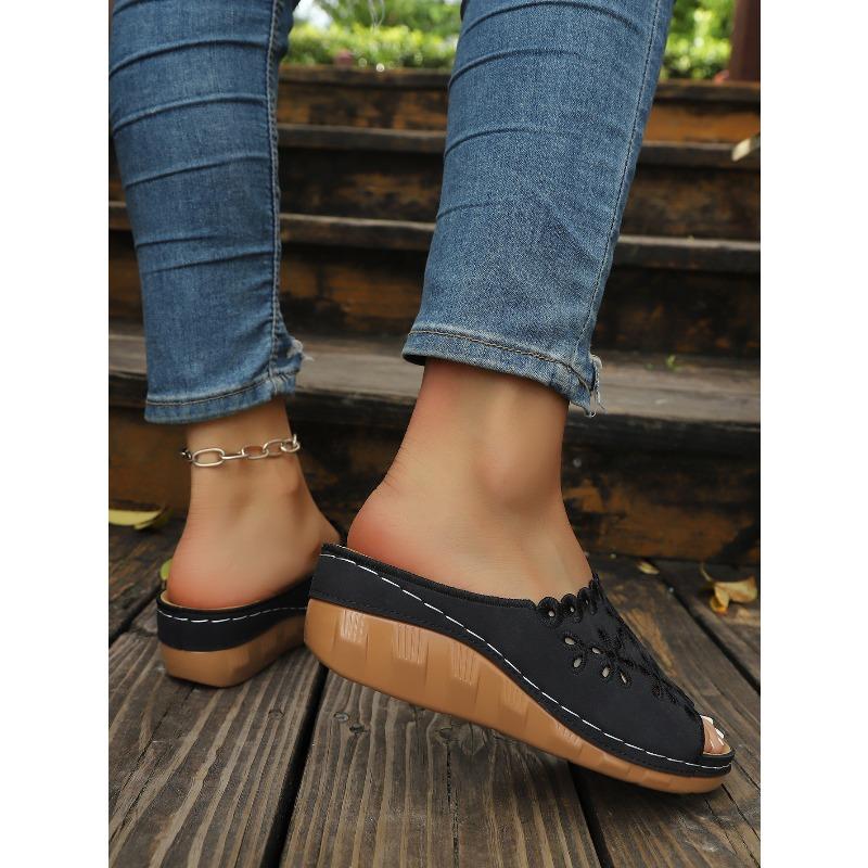 Summer New Wedge Slippers Women's 2025 Plus Size Muffin Thick Sole Open Toe Sandals