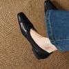 Fashion 2025 Spring Shallow Mouth Square Toe Loafers Shoes for Women Genuine Leather Woman Shoes Fashion Concise Low Heel Women Flats