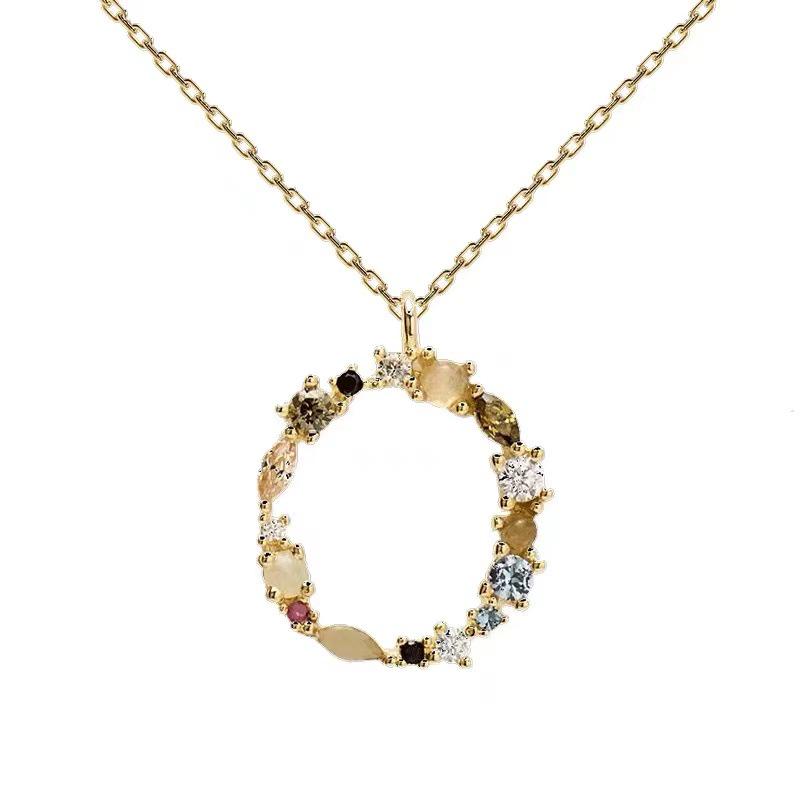Colorful Zircon Alphabet Necklace: Women's European & American Design