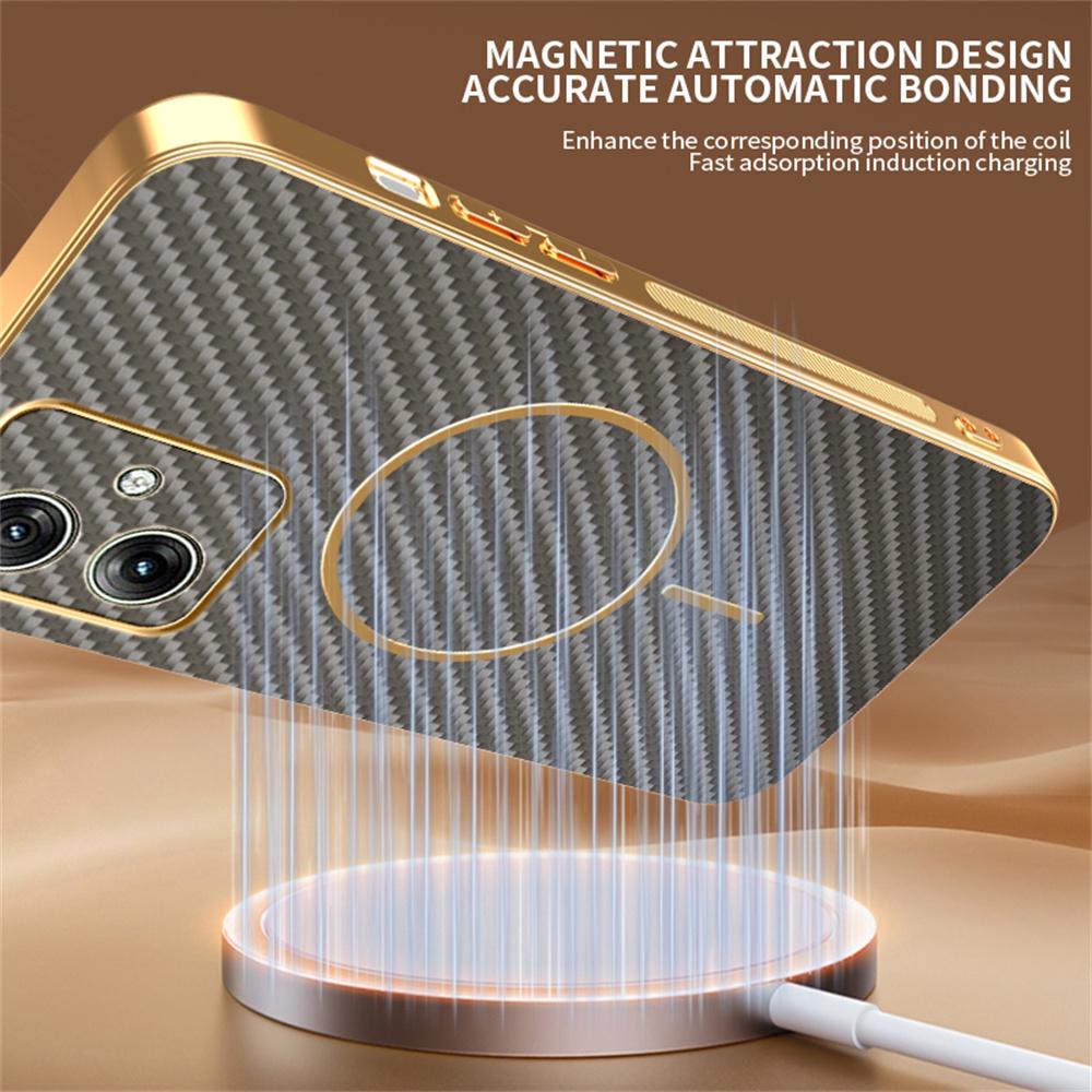 Pentru Motorola Moto G54 5G/G54 Power 5G/G64 5G Husă Telefon Texturată Fibră de Carbon Electroplată TPU Capac Spate