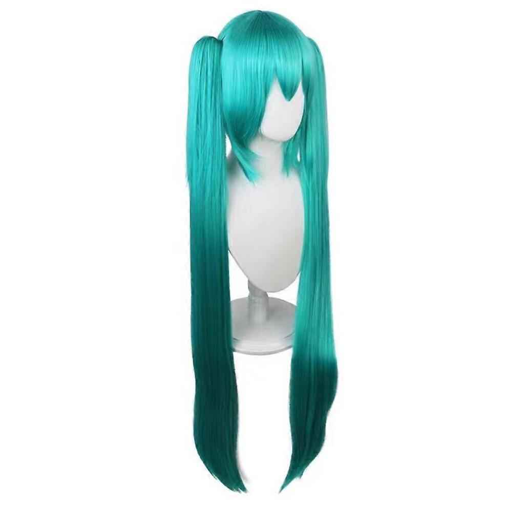 Cosplay Party Wigs Hatsune Miku Wig with 2 Ponytail Long Straight Wigs Halloween Carnival Props