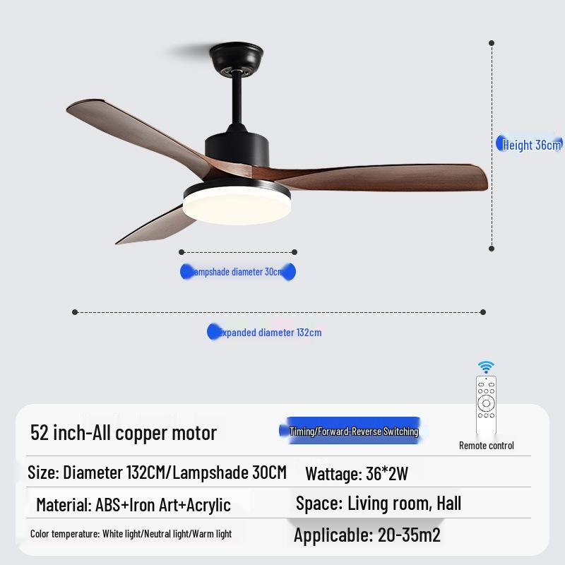 Nordic Industrial-Style Silent Ceiling Fan Chandelier for Home or Commercial Use