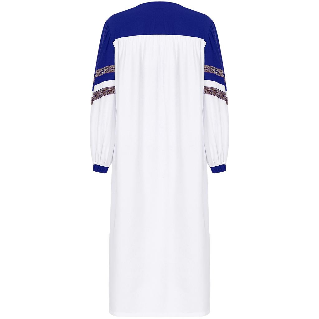 Damen Chorrobe Halloween Cosplay Mottoparty Kostüm V-Ausschnitt Bestickte Streifen Langarm Colorblock Robe