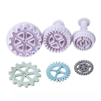 3Pcs/Set Plastic Gear Shape Plunger Fondant Cutter Diy Cake  Sugarcraft Decor Tools Cookie Baking Mold Decorating Accessories