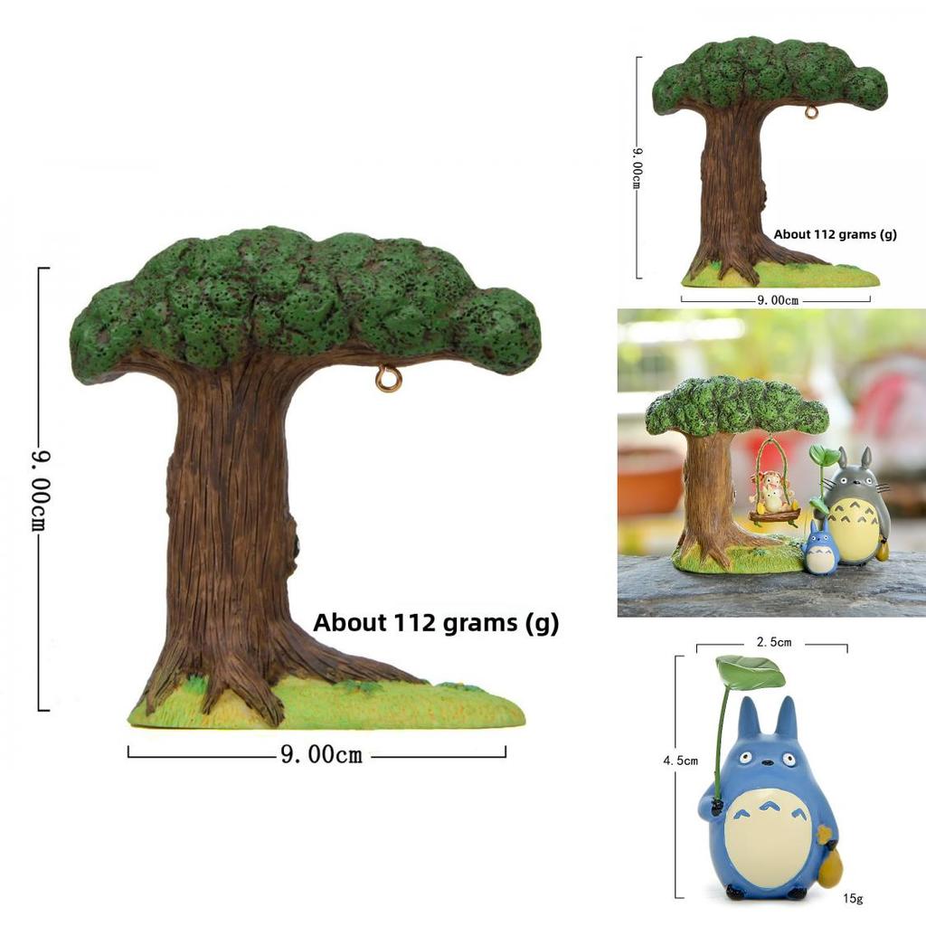 Totoro Resin Micro Landscape With Cartoon Cat Swing And Autumn Leaves For Gift And Collection