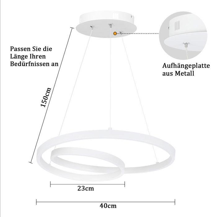 Suspension LED - NETTLIFE - 40 cm - Blanc - Dimmable télécommande - Scandinave