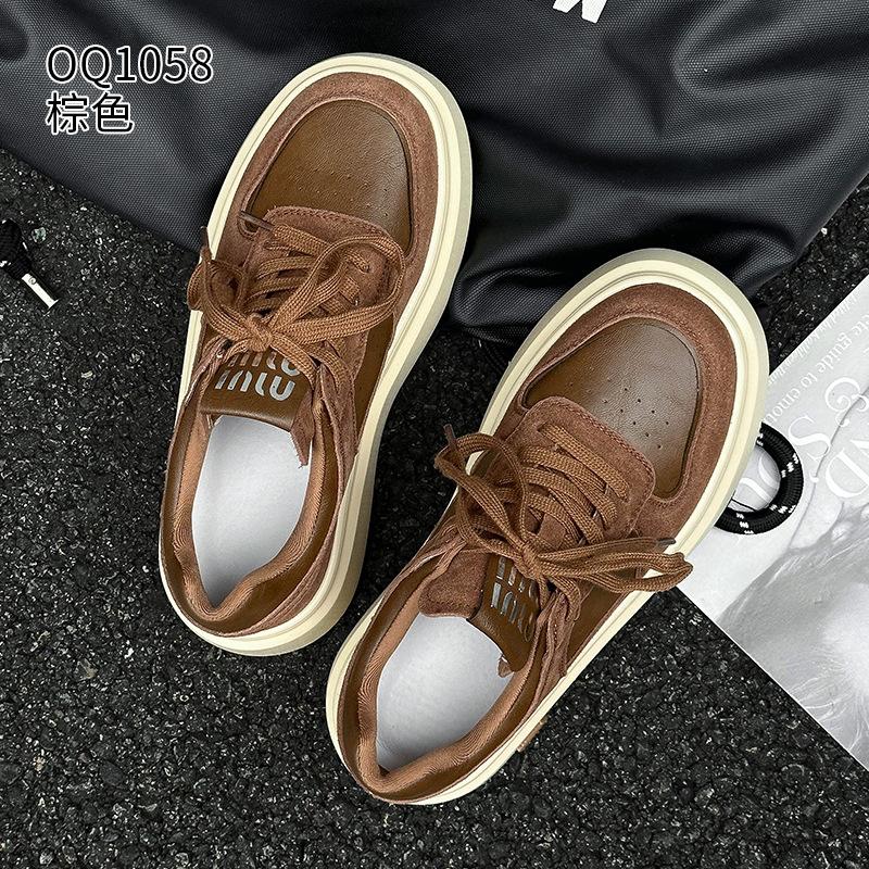 Leather board shoes autumn and winter tide casual muffin velvet platform sports casual shoes