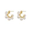 Chic French Pearl Geometric Stud Earrings - High-End, Luxurious Design for Women