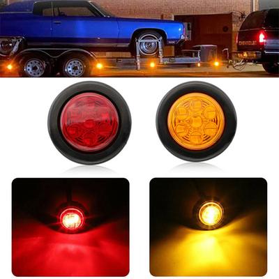 2"Inch Side Marker Clearance Truck Side Lights 12V 24V Trailer Lights 7 LED RV Lights Round Rear Lamp Yellow Red Accessories