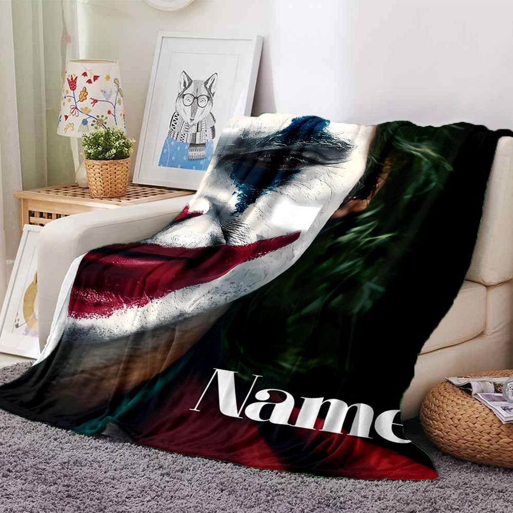 Customiz Name Personality Joker Blanket Soft &Warm Sofa Office Bed Travel Lunch Break Blanket, Gift Suitable All Seasons
