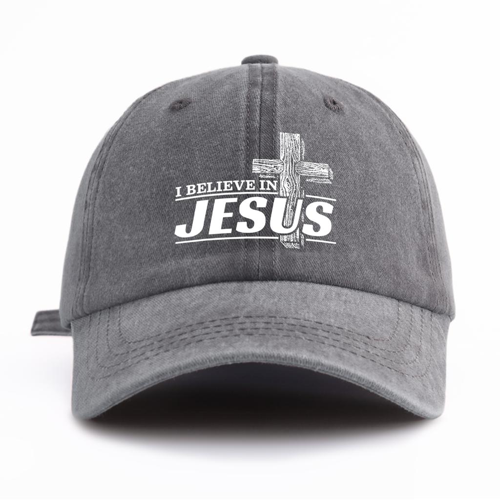 Pc JESUS Print Washed Baseball Cap for Adults  Minimalist Retro Style Casual Soft Adjustable Dad Hat Perfect As Gift