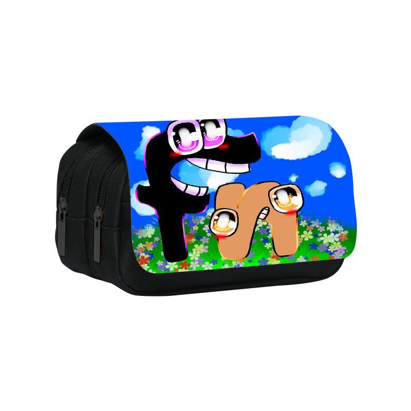 Alphabet Lore Double Layer Pencil Bag With Nylon Material For Students And Collectors