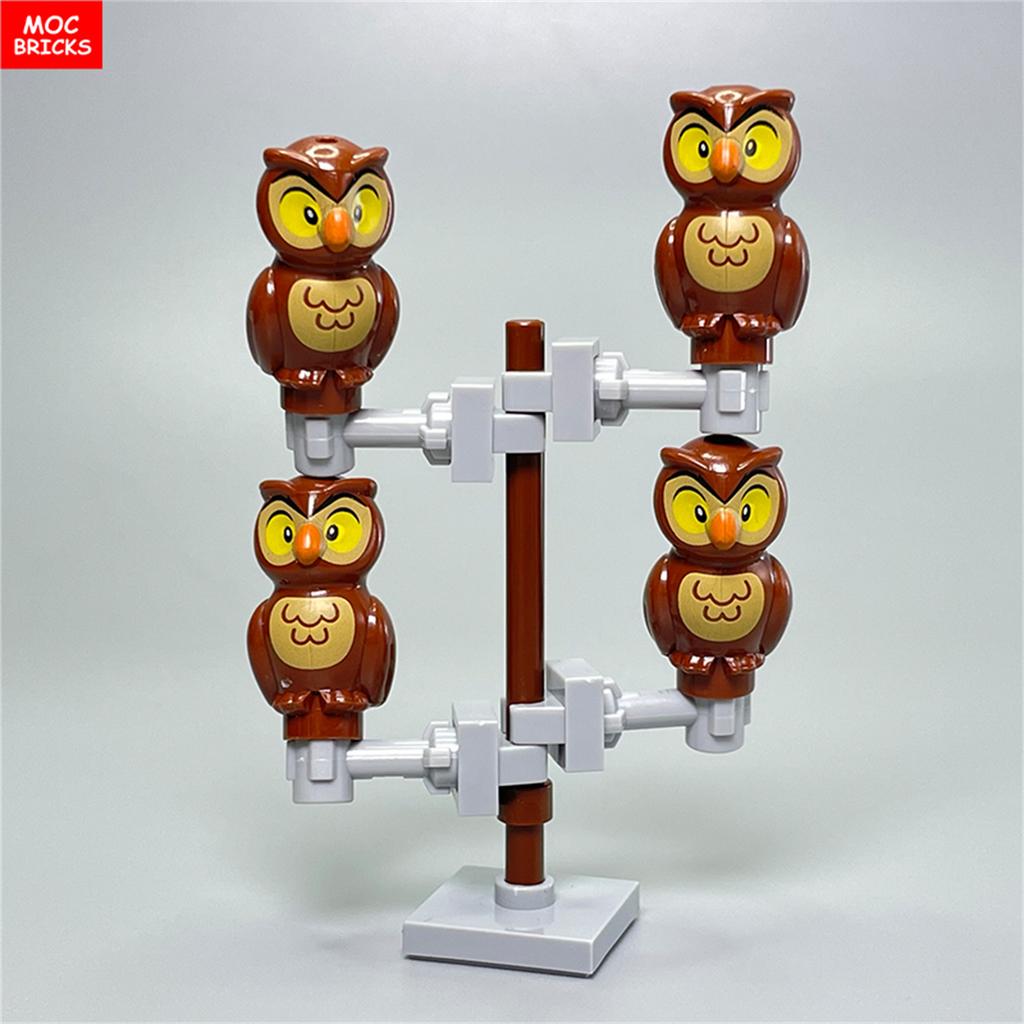 MOC Bricks Jungle Underbrush Forest Animal Monkey Goat Giraffe Bird Night Owl Accessories Building Blocks Friend Toys Gifts