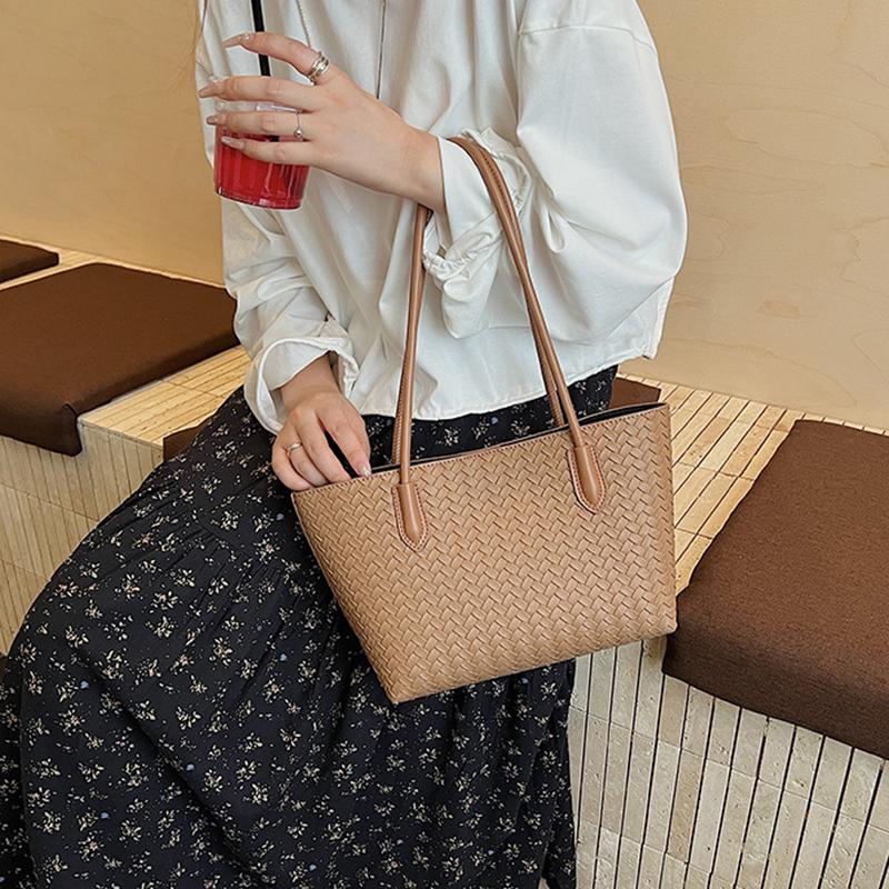 Woven Tote Bag for Women Large Woven Handbag Soft Leather Shoulder Bag Work Shopper Travel Tote Bag with Purse KTB