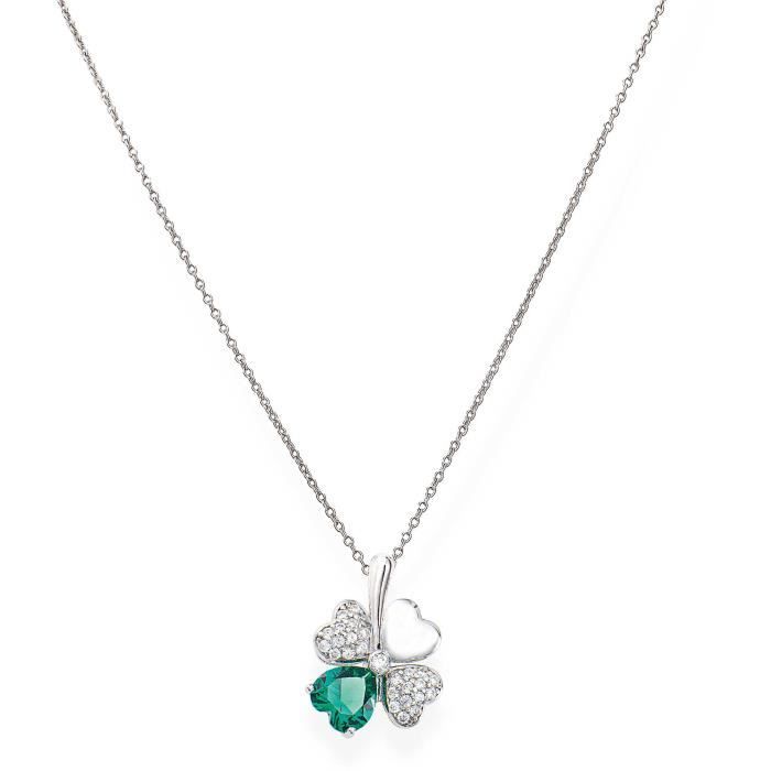 Collier - Amen - Argent 925 - Zircons blancs et verts
