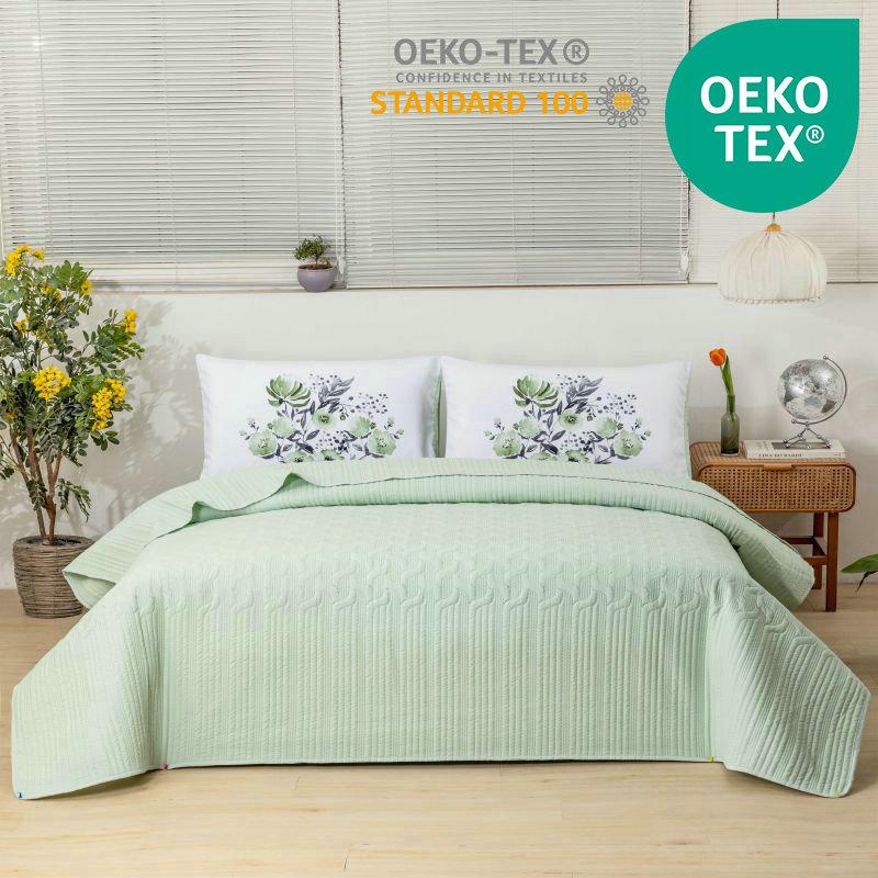 Ultrasonic Brushed Fabric Digital Print Cotton Bed Cover Set Twin: 168x229cm + 2 Pillowcases 50x75cm