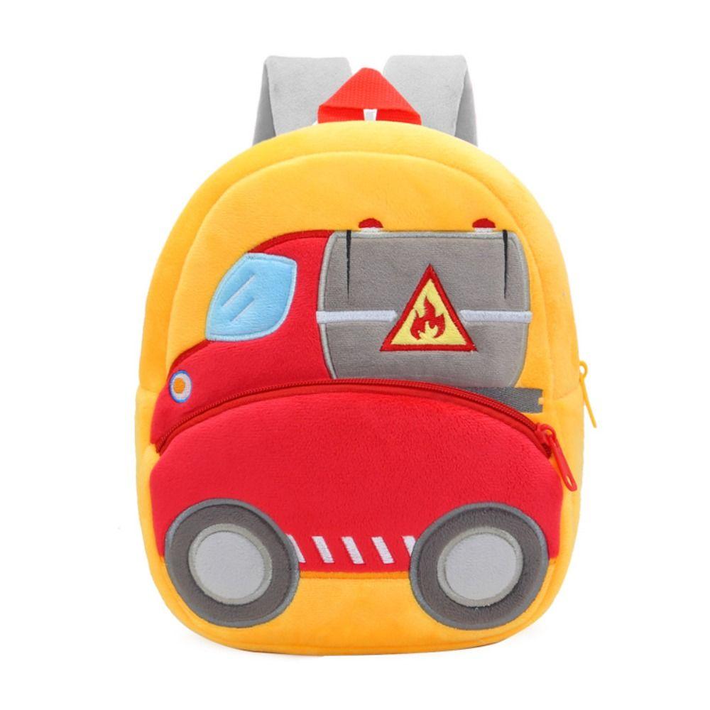 Plush Cartoon Excavator Backpack 2-4 Years Old Kids Small School Bag Kids Engineering Backpack