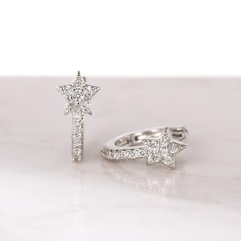 

CAOSHI Exquisite Star Design Small Hoop Earrings for Women Trendy Gold Color/Copper Color Daily Wear Accessories Zircon Gifts