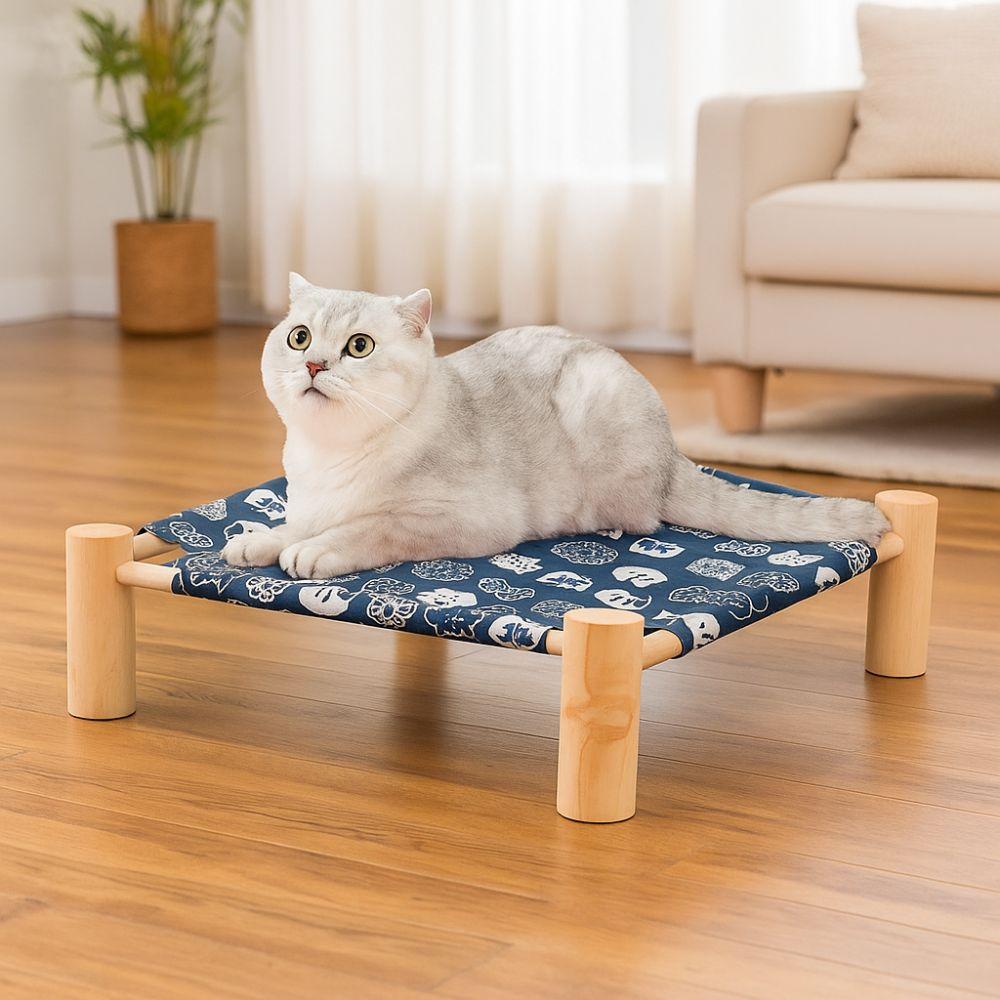Breathable Elevated Cat Bed Wooden Cat Mat Creativity Cat/Dog Hammock  Four Seasons  Pets Furniture
