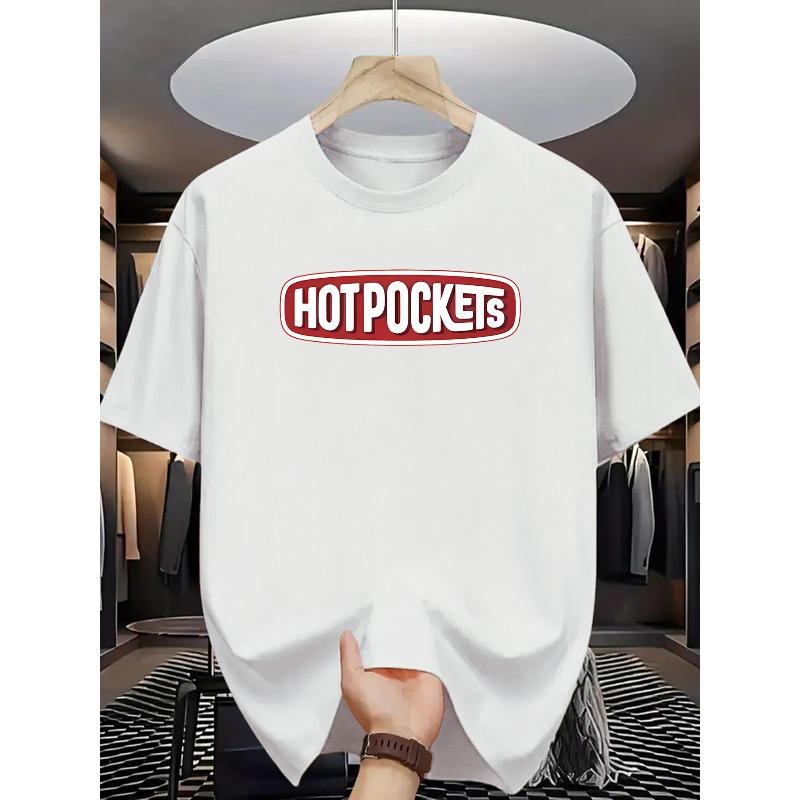 

European sizes A Trendy Short-Sleeve T-Shirt with a Hot Pocket Theme Print, Perfect for Streetwear And Party Occasions 4XL білий