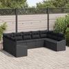 VidaXL 9-piece Garden Sofa Set with Black Poly Rattan Cushions 3346883