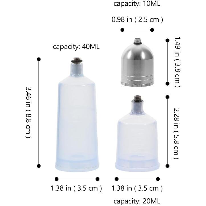 3Pcs Glass Airbrush Paint Bottles Empty Paint Dispenser Storage Jar for Airbrush Painting Glass Portion Bottles
