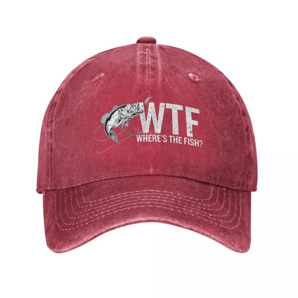 Gdzie jest ryba WTF Czapki baseballowe Unisex Postarzana dżinsowa czapka typu snapback Zabawny wędkarz wędkarz wędkarz Outdoor Bieganie Prezent
