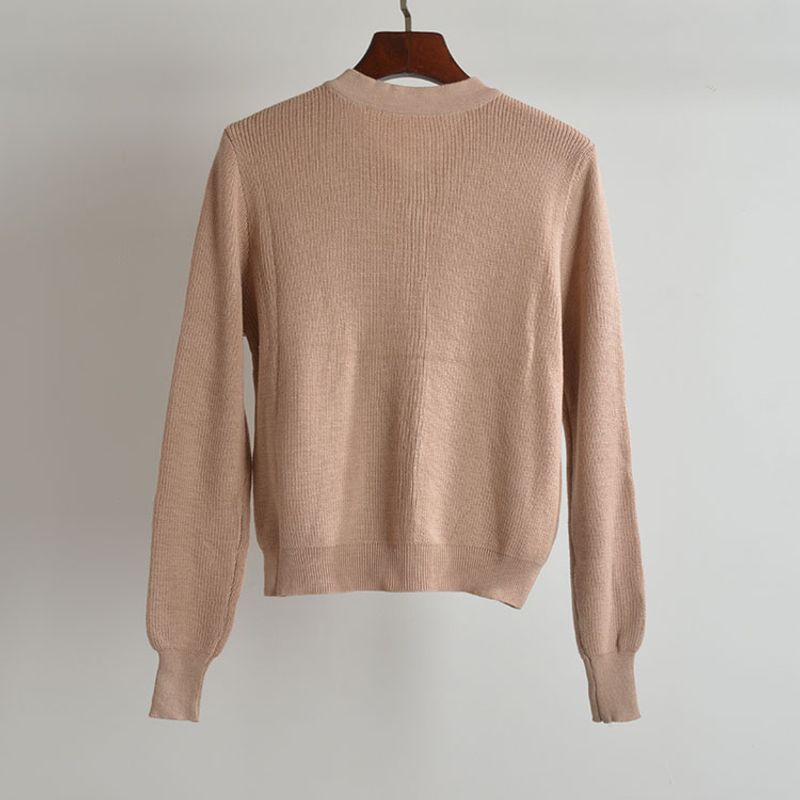 Fall New Arrival Pure Color round Neck Minimalist Single Breasted Knitting Cardigan Women's Clothes Loose Slim Looking Outer Long-Sleeves Outwear