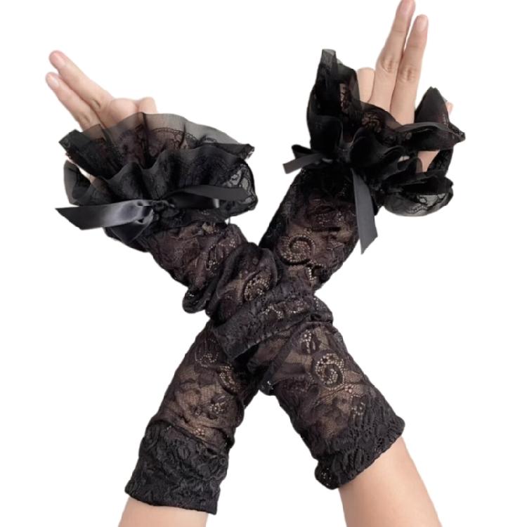 

Перчатки без пальцев 2000-х для девочек-подростков для фотосессии невесты чёрный