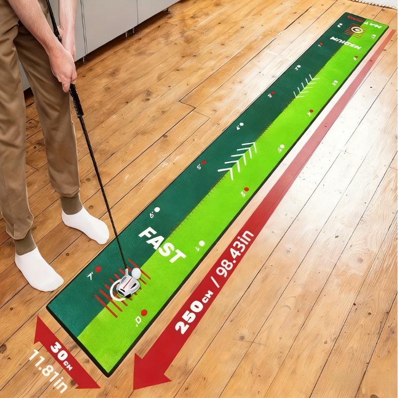 Indoor Golf Putter Practice Mat - Easy-Care Crystal Velvet Surface