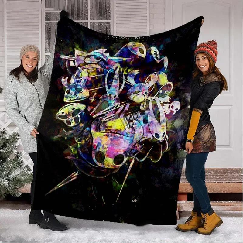 3D Print Hollow Knight Blanket Soft Sofa Cover Throw Game Blanket Fleece Tapestry Lightweight Warm Bed Blanket for Bedroom Couch