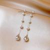 2026 New Water Droplet Imitation Pearl Tassel Earrings for Women Girls Elegant Fashion Long Dangle Earrings Jewelry Accessories