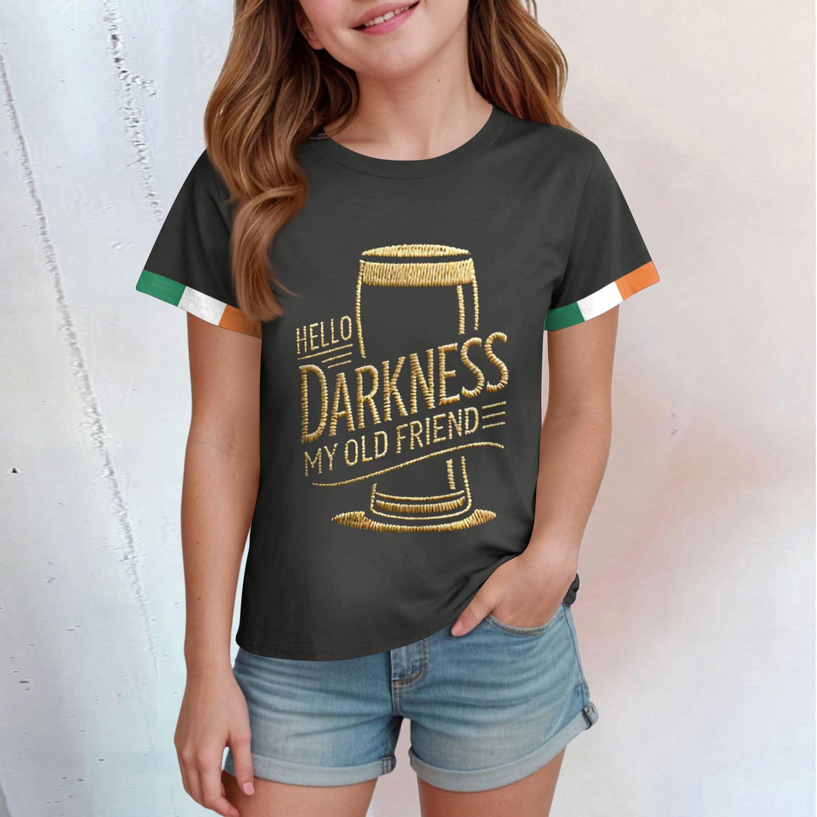 Детский повседневный топ с круглым вырезом и короткими рукавами 110