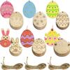 12-30Pcs 6 Different Shapes of Laser Carved Wooden Easter Eggs, Used for Easter and DIY Painting Materials. Wooden Slices