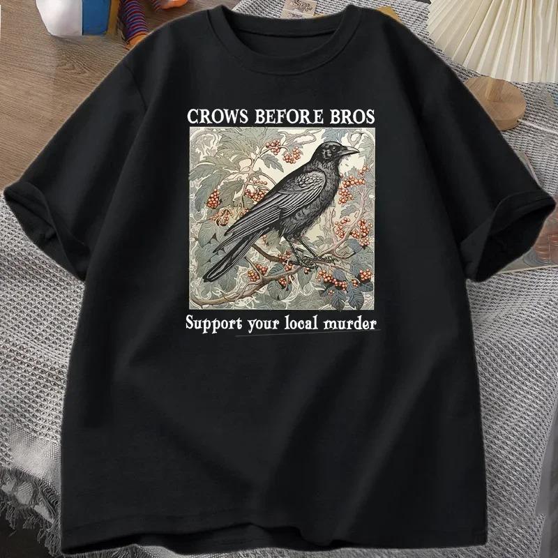 

Funny Crow Cartoon Halloween Print Cotton TShirt for Unisex and Women Summer Streetwear Casual Fashionable Versatile S