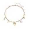 Bow Scallop Chain Necklace with Imitation Pearl and Alloy Accents