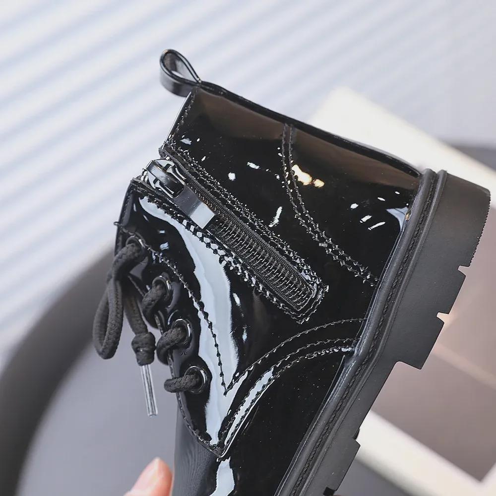 2025 New Spring/Autumn Children’s PU Leather Martin Boots for Boys and Girls