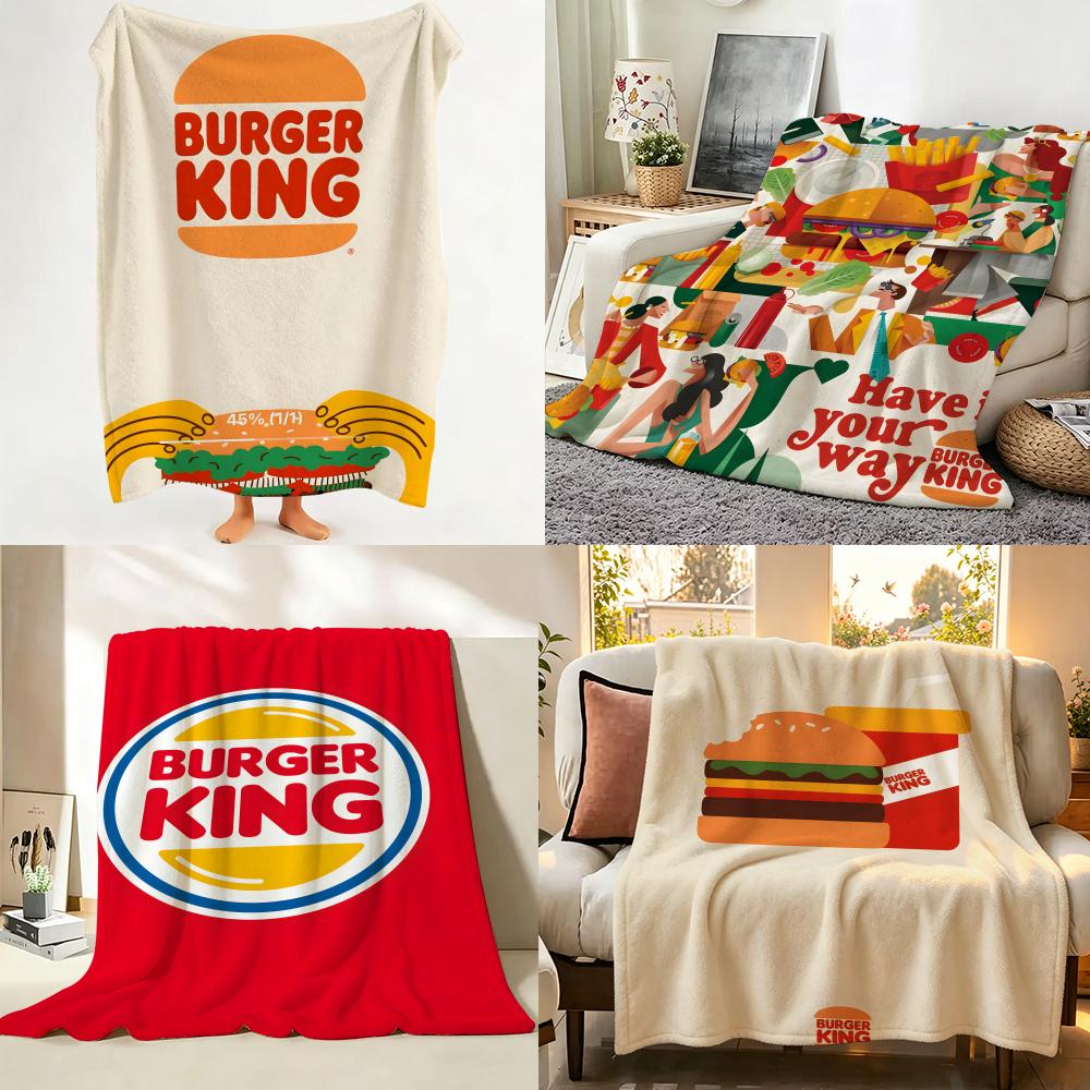 Food B Burger K King Throw Flannel Throw Blanket Suitable for Sofa Living Room Bedroom