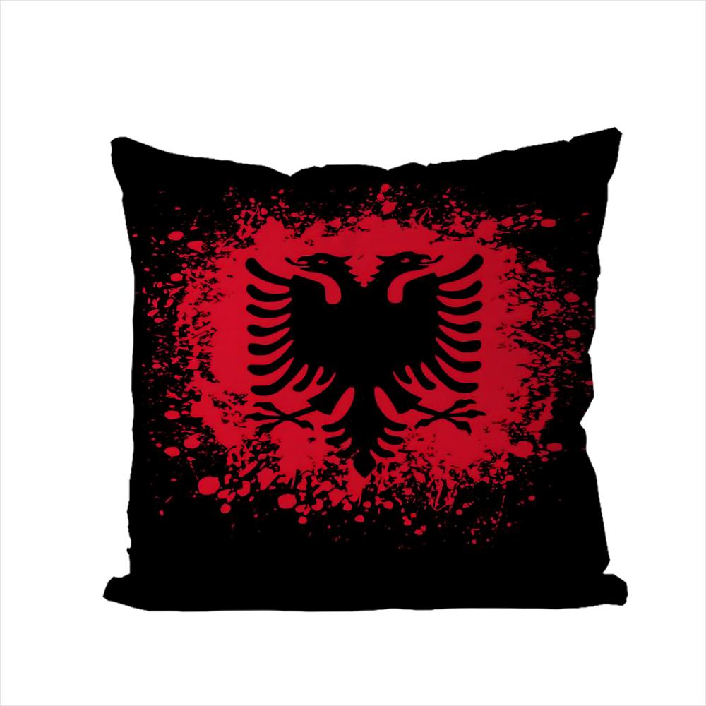Albania Flag Pillow Case For Car Sofa Decorative Home Doublesided Print Plush Square Throw Pillow Cushion Cover