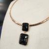 Atria Square Cut Onyx N Snake Necklace JTONEFR0028PKF