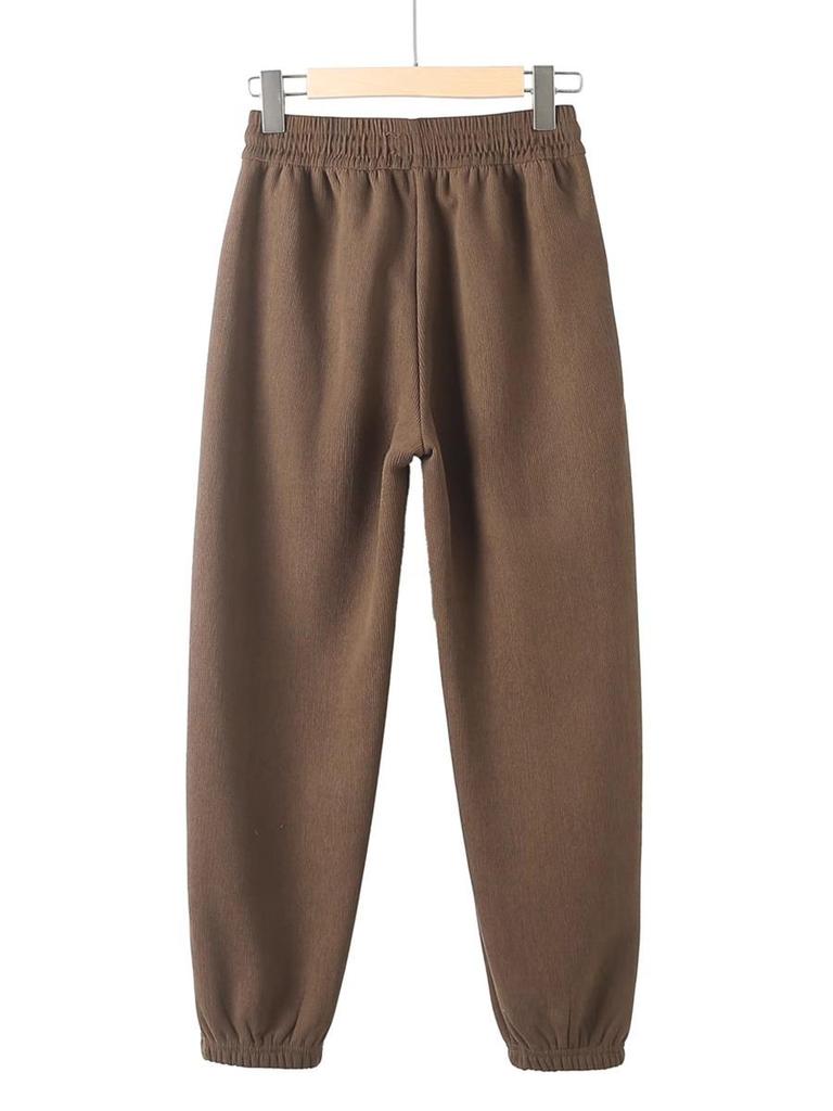 Mom's High-Waisted Tapered Pants - Plus Velvet, Midweight, Casual, Spring-Fall, Winter Wear