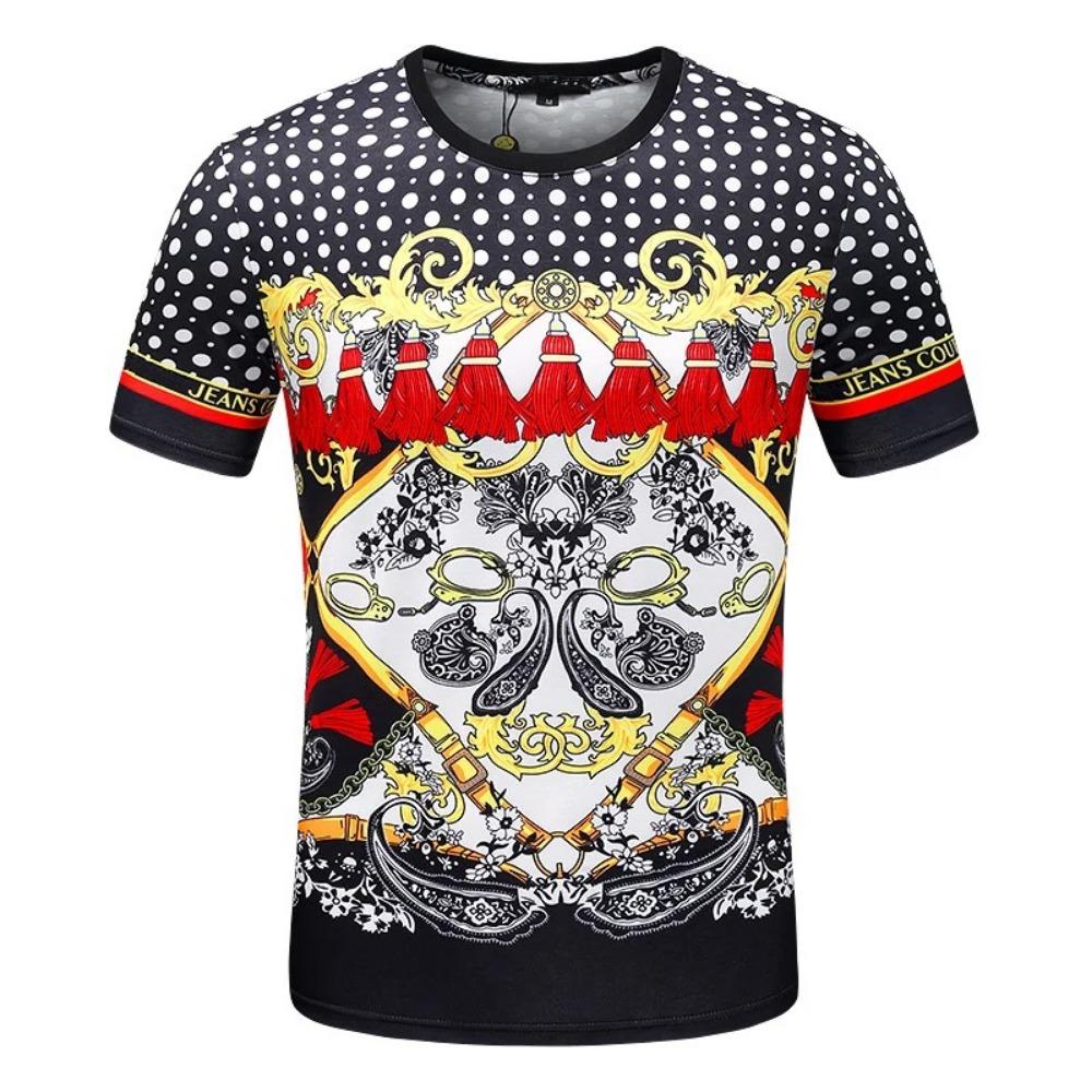 Men's and Women's Summer T-shirts 3D Printed Baroque Royal Luxury Small Floral Round Neck Short Sleeve Loose Oversized Nice Top