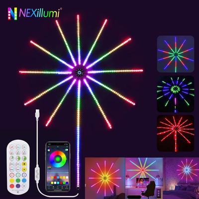 Firework LED Strip Lights Dream Color RGB Changing Music Sound Sync Bluetooth Firework Lights with Remote Control DC 5V USB LED