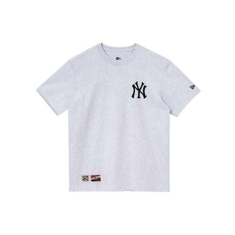 New Era Simple Casual Round Neck Printed Straight T-Shirt Unisex Tops Gray 12715354